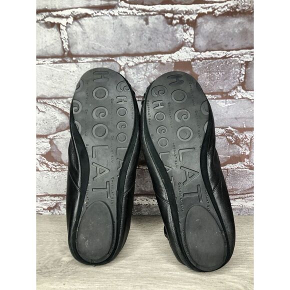 Chocolate Blu CAM2 Black Pleated Leather Ballet Flats Shoes Women Sz 8M US/39EU - Picture 10 of 16